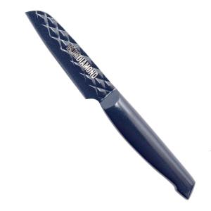 Blue Diamond Sharp Stone Nonstick Stainless Steel Cutlery, 3 Piece Set including Chef Serrated and Pairing Knives with Covers, Diamond Texture Blade, Dishwasher Safe, Blue(3.5″)