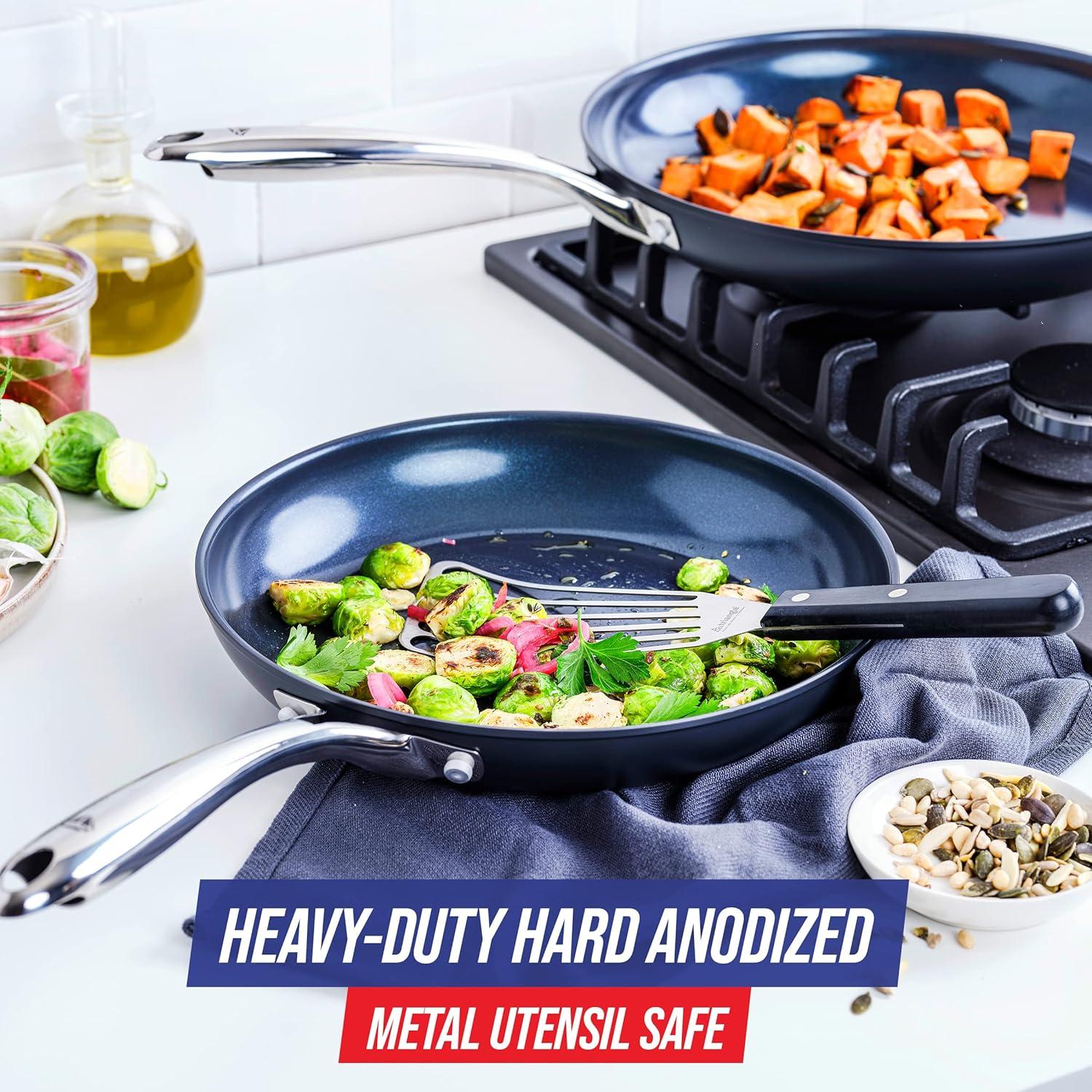 image:imageBlue Diamond Cookware Diamond Infused Ceramic Nonstick 5QT Saute Pan Jumbo Cooker amp Cookware Hard Anodized Ceramic Nonstick 10 and 12 Frying Pan Skillet Set