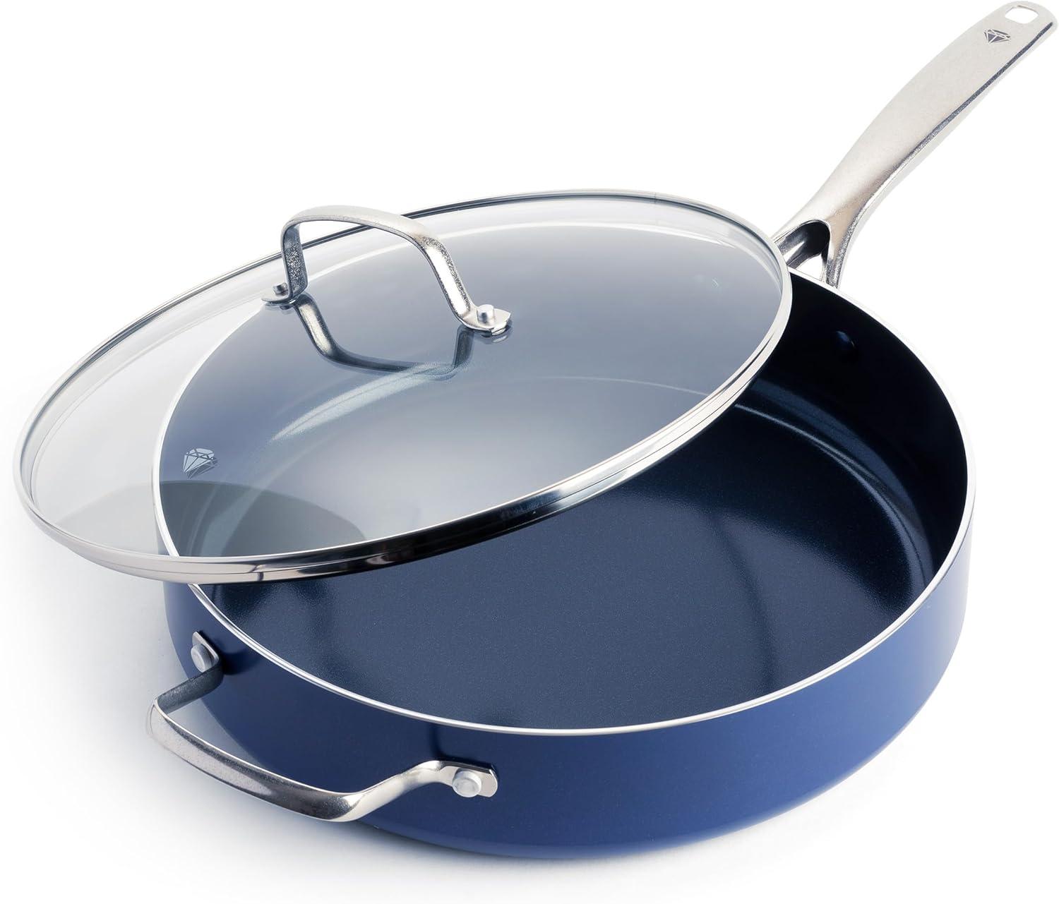 image:imageBlue Diamond Cookware Diamond Infused Ceramic Nonstick 5QT Saute Pan Jumbo Cooker amp Cookware Hard Anodized Ceramic Nonstick 10 and 12 Frying Pan Skillet Set