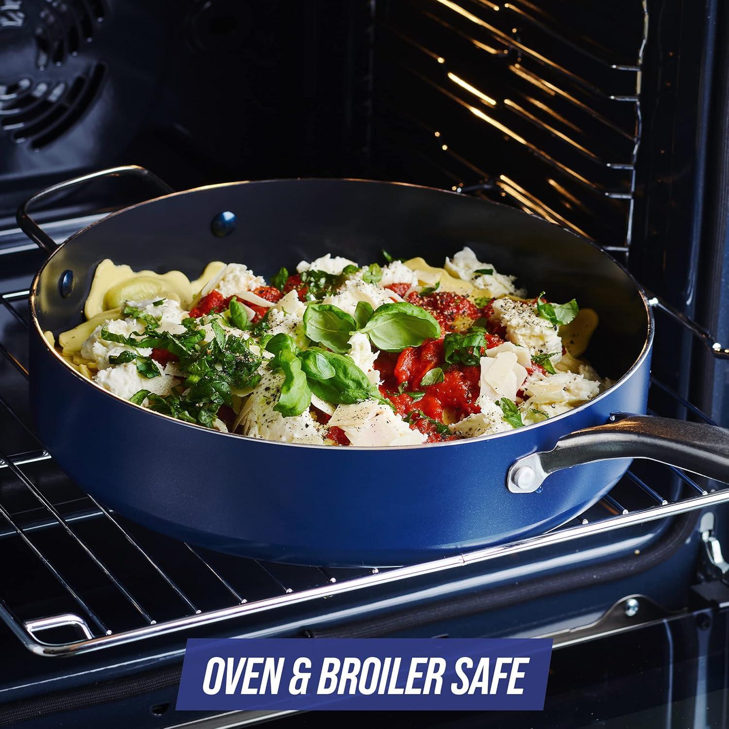 image:imageBlue Diamond Cookware Diamond Infused Ceramic Nonstick 7 Piece Cookware Pots and Pans Set PFASFree Dishwasher Safe Oven SafeBlue