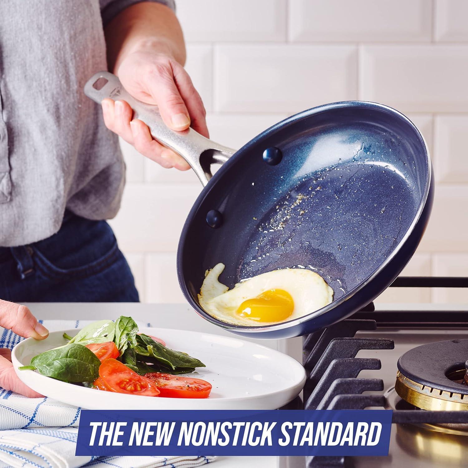 image:imageBlue Diamond Cookware Diamond Infused Ceramic Nonstick 7 Piece Cookware Pots and Pans Set PFASFree Dishwasher Safe Oven SafeBlue