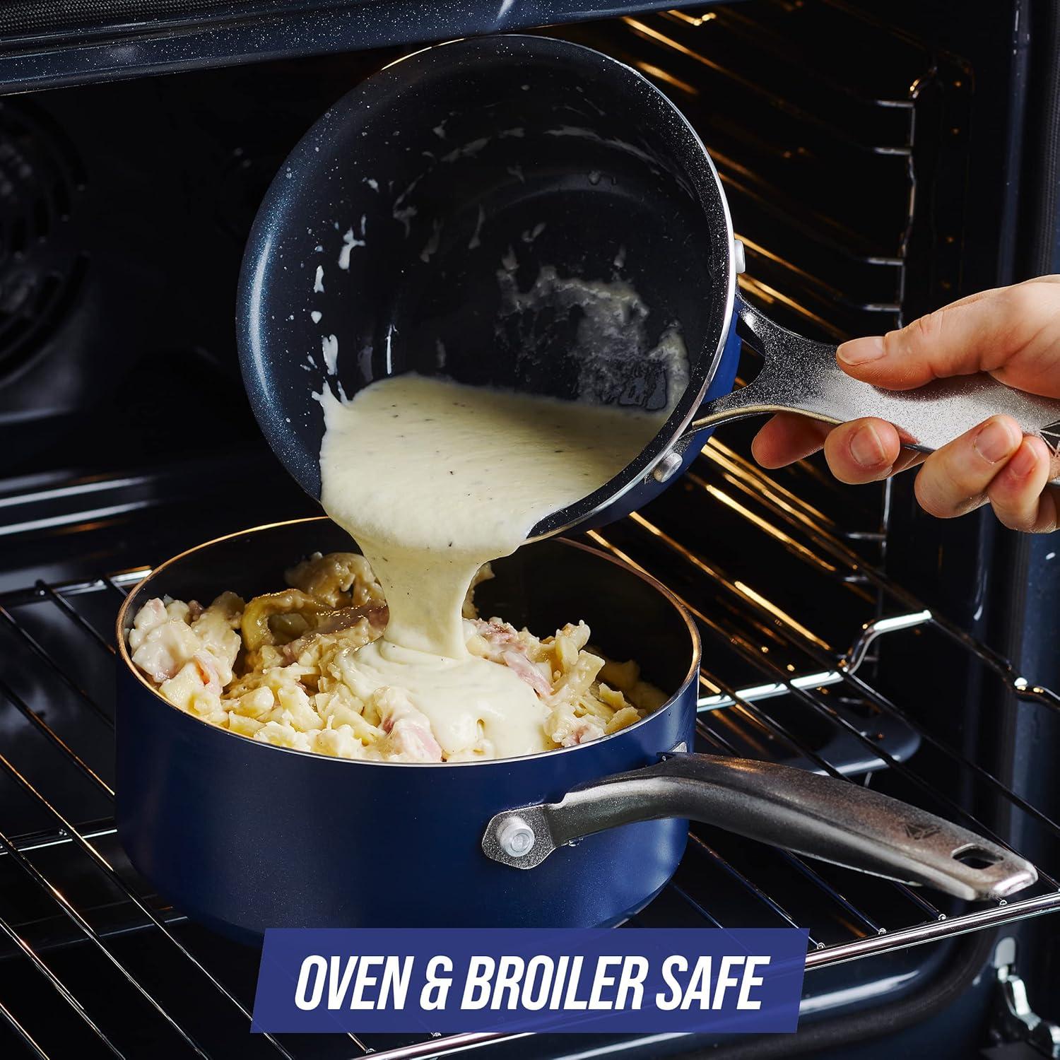 image:imageBlue Diamond Cookware Diamond Infused Ceramic Nonstick 7 Piece Cookware Pots and Pans Set PFASFree Dishwasher Safe Oven SafeBlue