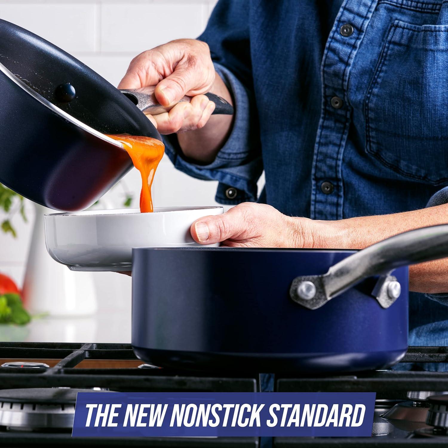 image:imageBlue Diamond Cookware Diamond Infused Ceramic Nonstick 7 Piece Cookware Pots and Pans Set PFASFree Dishwasher Safe Oven SafeBlue