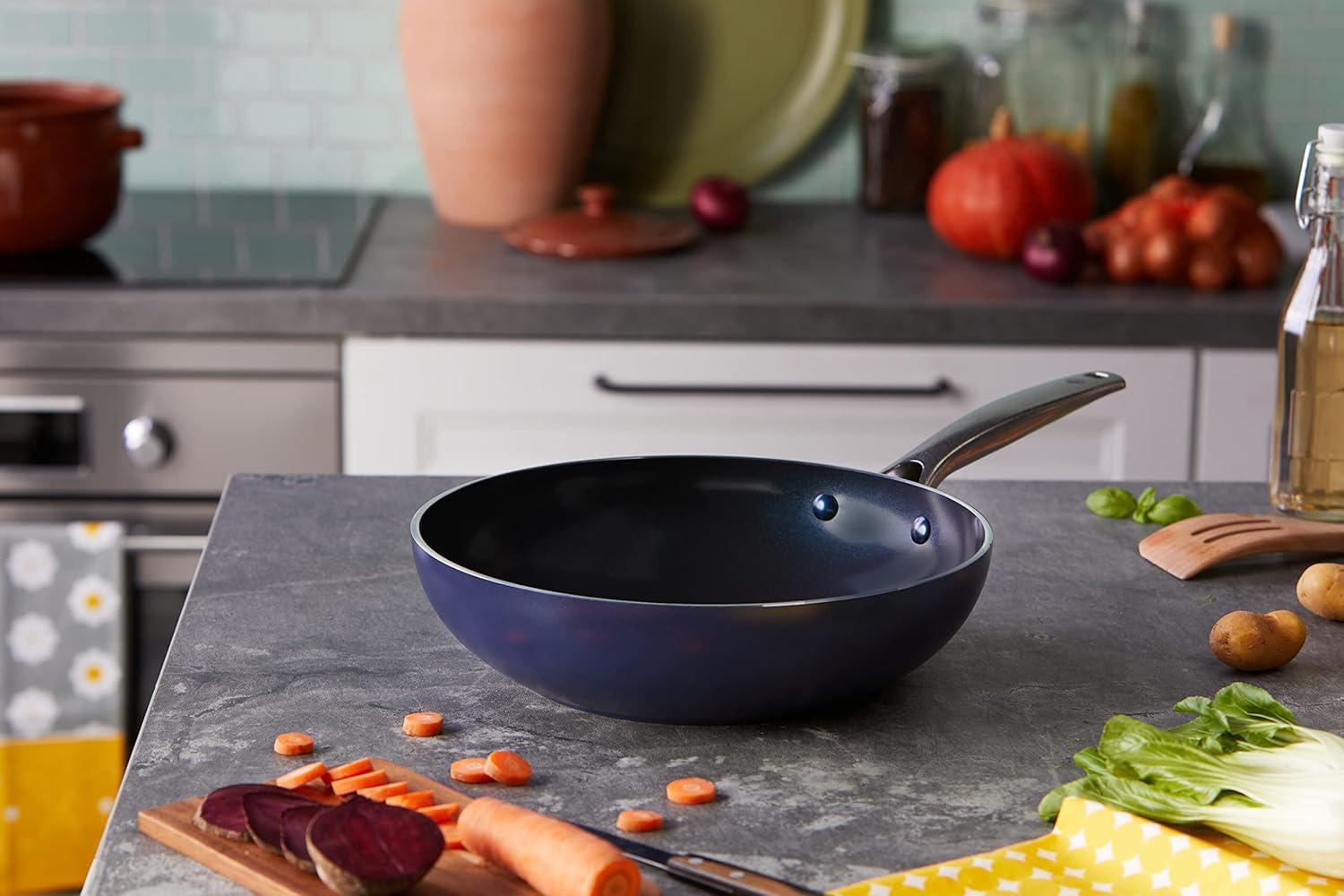 image:imageBlue Diamond Cookware Diamond Infused Ceramic Nonstick 7 Piece Cookware Pots and Pans Set PFASFree Dishwasher Safe Oven SafeBlue