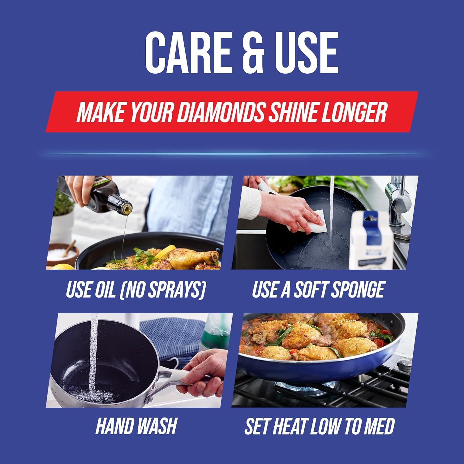 image:imageBlue Diamond Cookware Diamond Infused Ceramic Nonstick 7 Piece Cookware Pots and Pans Set PFASFree Dishwasher Safe Oven SafeBlue