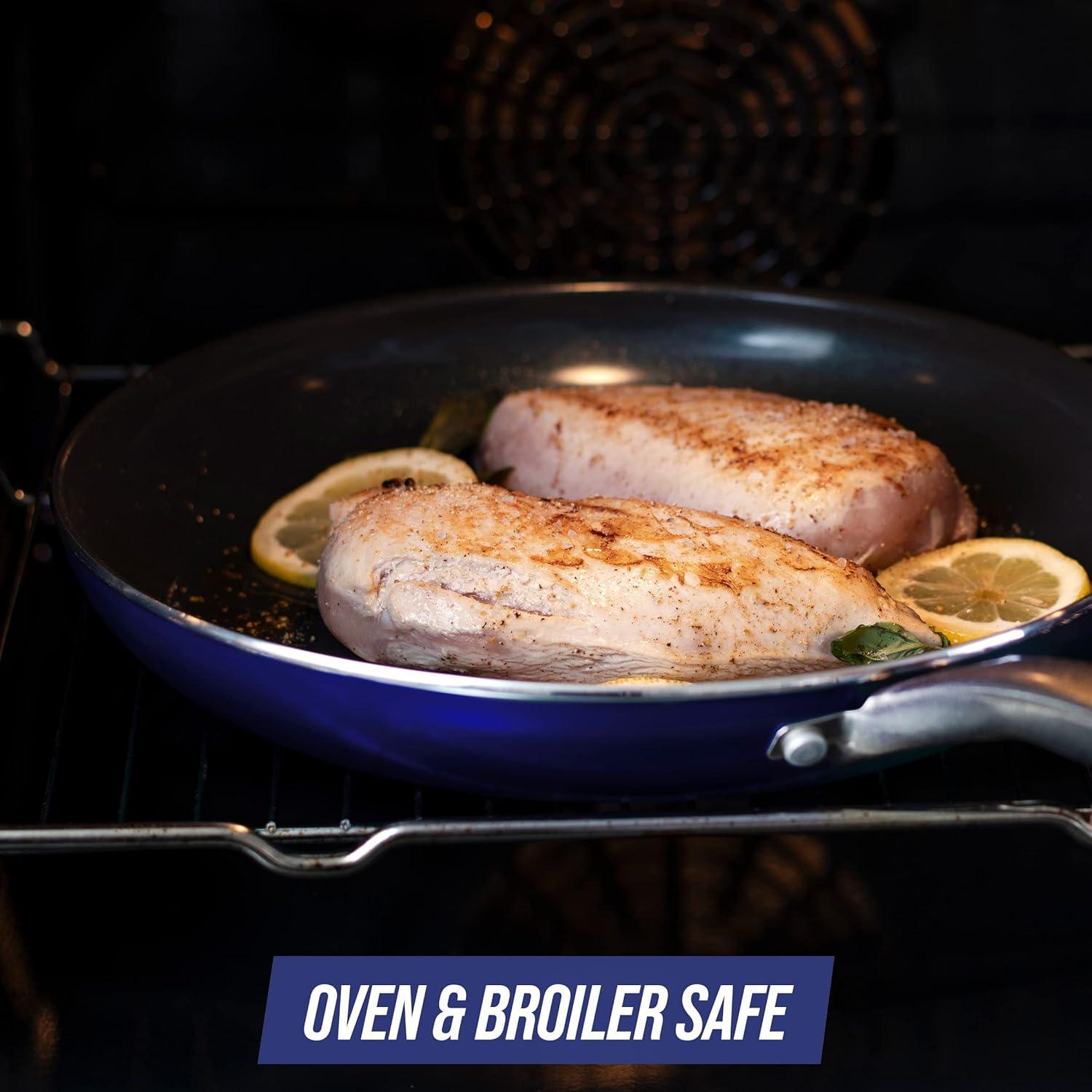 image:imageBlue Diamond Cookware Diamond Infused Ceramic Nonstick 7 Piece Cookware Pots and Pans Set PFASFree Dishwasher Safe Oven SafeBlue