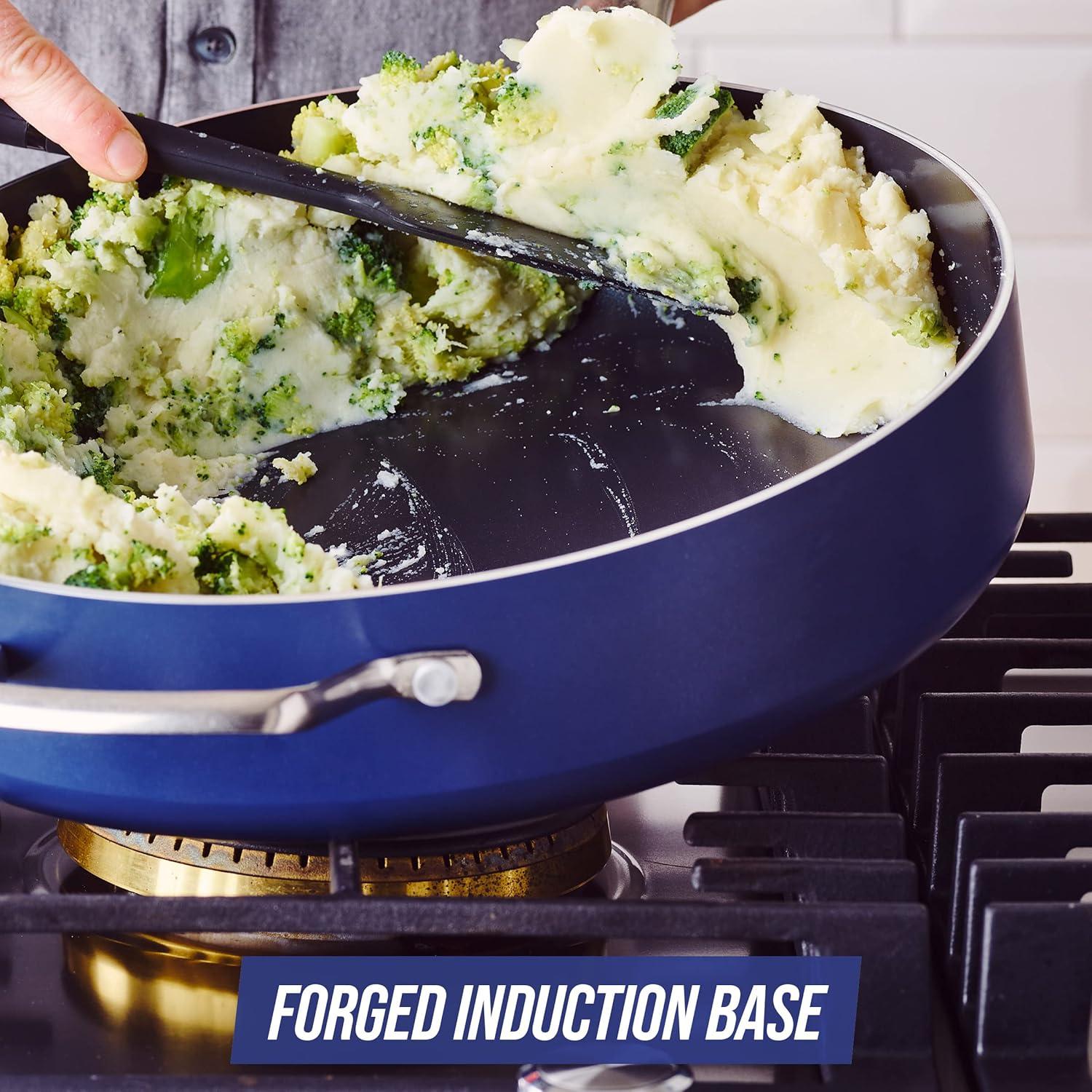 image:imageBlue Diamond Cookware Diamond Infused Ceramic Nonstick 7 Piece Cookware Pots and Pans Set PFASFree Dishwasher Safe Oven SafeBlue