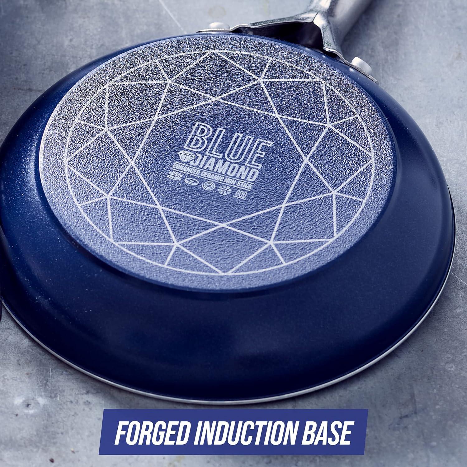image:imageBlue Diamond Cookware Diamond Infused Ceramic Nonstick 7 Piece Cookware Pots and Pans Set PFASFree Dishwasher Safe Oven SafeBlue