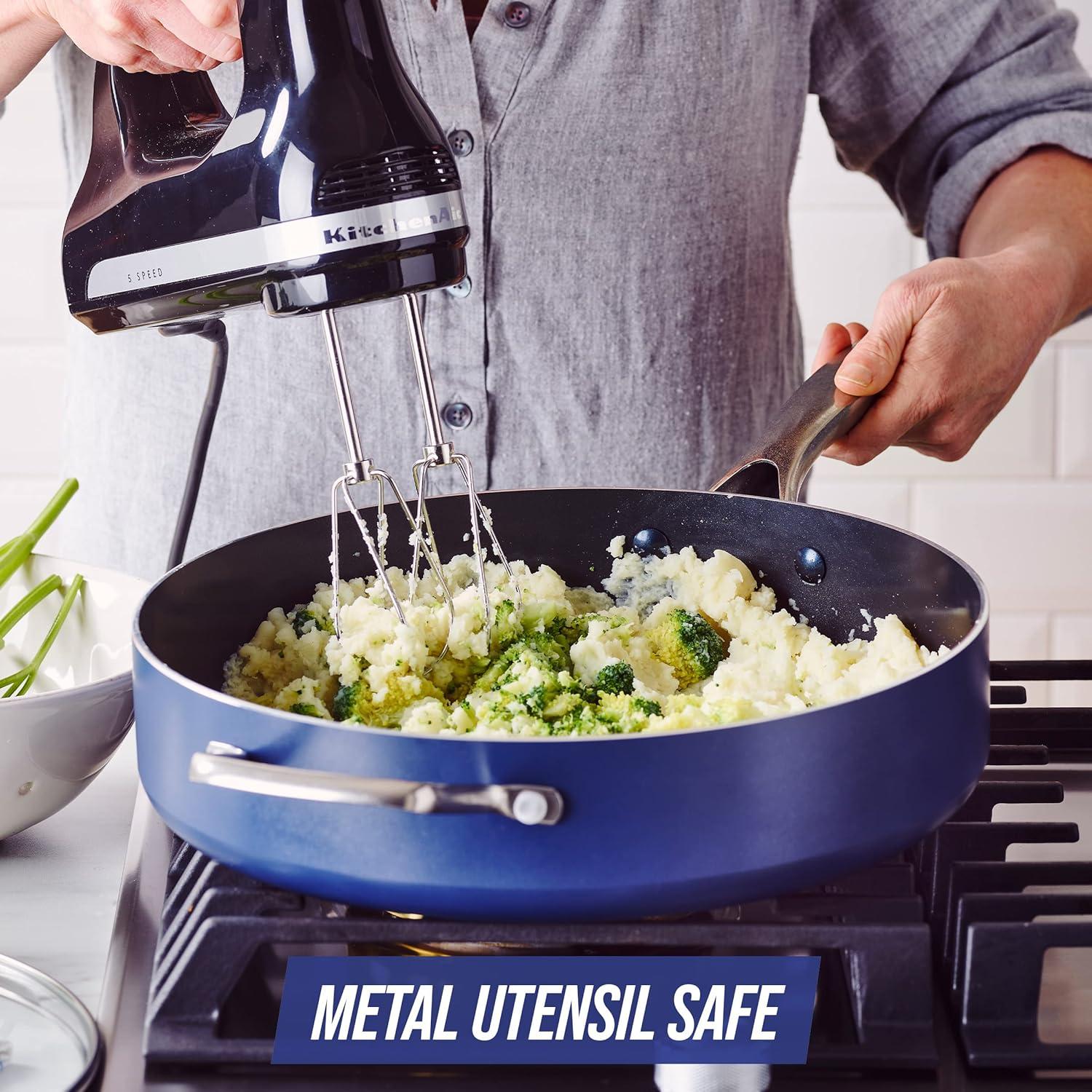 image:imageBlue Diamond Cookware Diamond Infused Ceramic Nonstick 7 Piece Cookware Pots and Pans Set PFASFree Dishwasher Safe Oven SafeBlue