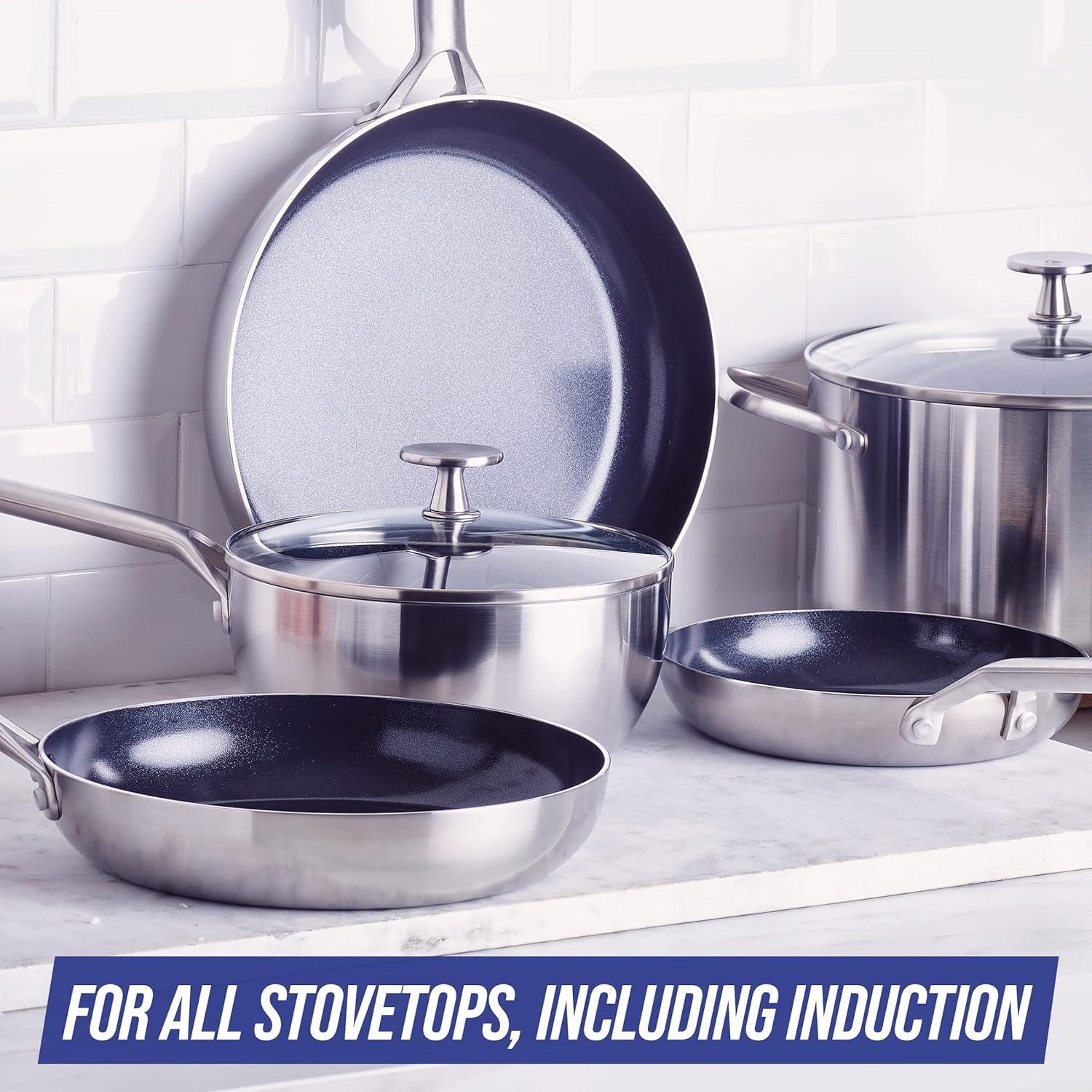 image:imageBlue Diamond Triple Steel Ceramic Nonstick Cookware Set 15 Pieces Silver11 Piece Set