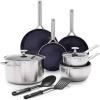 image:imageBlue Diamond Triple Steel Ceramic Nonstick Cookware Set  15 Pieces Silver11 Piece Set