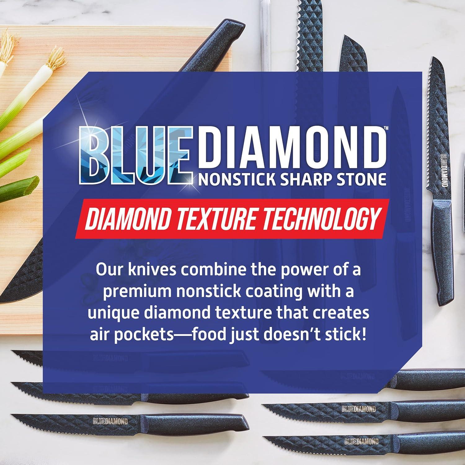 image:imageBlue Diamond 10 Piece Diamond Infused Ceramic Nonstick Cookware Set and 14 Piece Stainless Steel Cutlery Knife Block Set