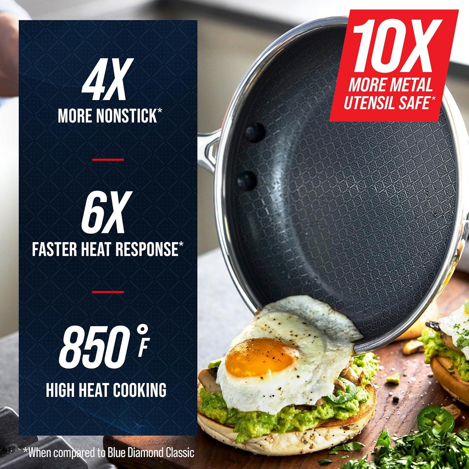 image:imageBlue Diamond Hybrid Nonstick Stainless Steel 8 amp 10 Frying Pan Skillet Set PFASFree Ceramic Diamond Bond Searing Egg amp Omelet Pan Dishwasher Safe StayCool Handle Induction Ready All Cooktops10 Frying Pan Skillet