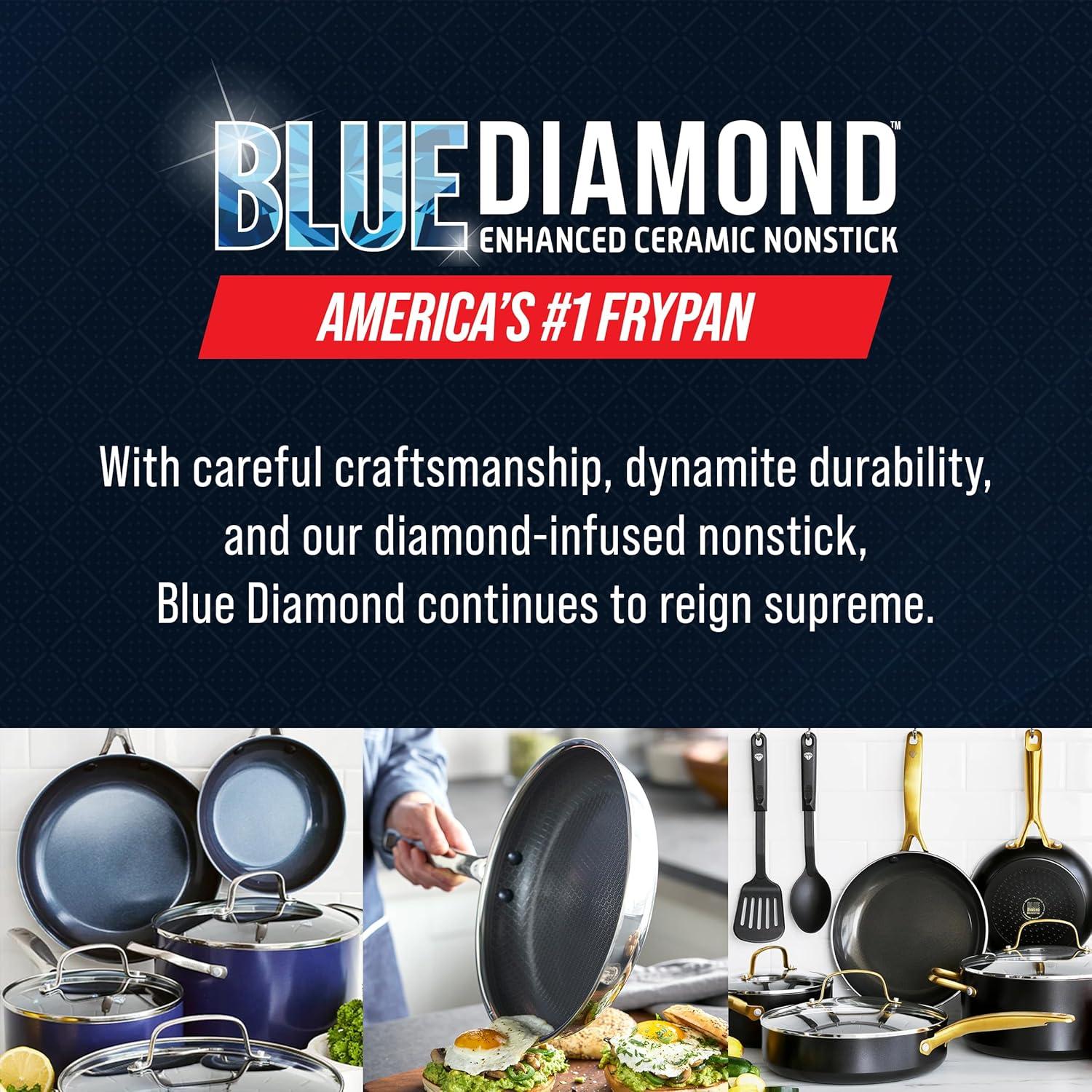image:imageBlue Diamond Hybrid Nonstick Stainless Steel 8 amp 10 Frying Pan Skillet Set PFASFree Ceramic Diamond Bond Searing Egg amp Omelet Pan Dishwasher Safe StayCool Handle Induction Ready All Cooktops10 Frying Pan Skillet