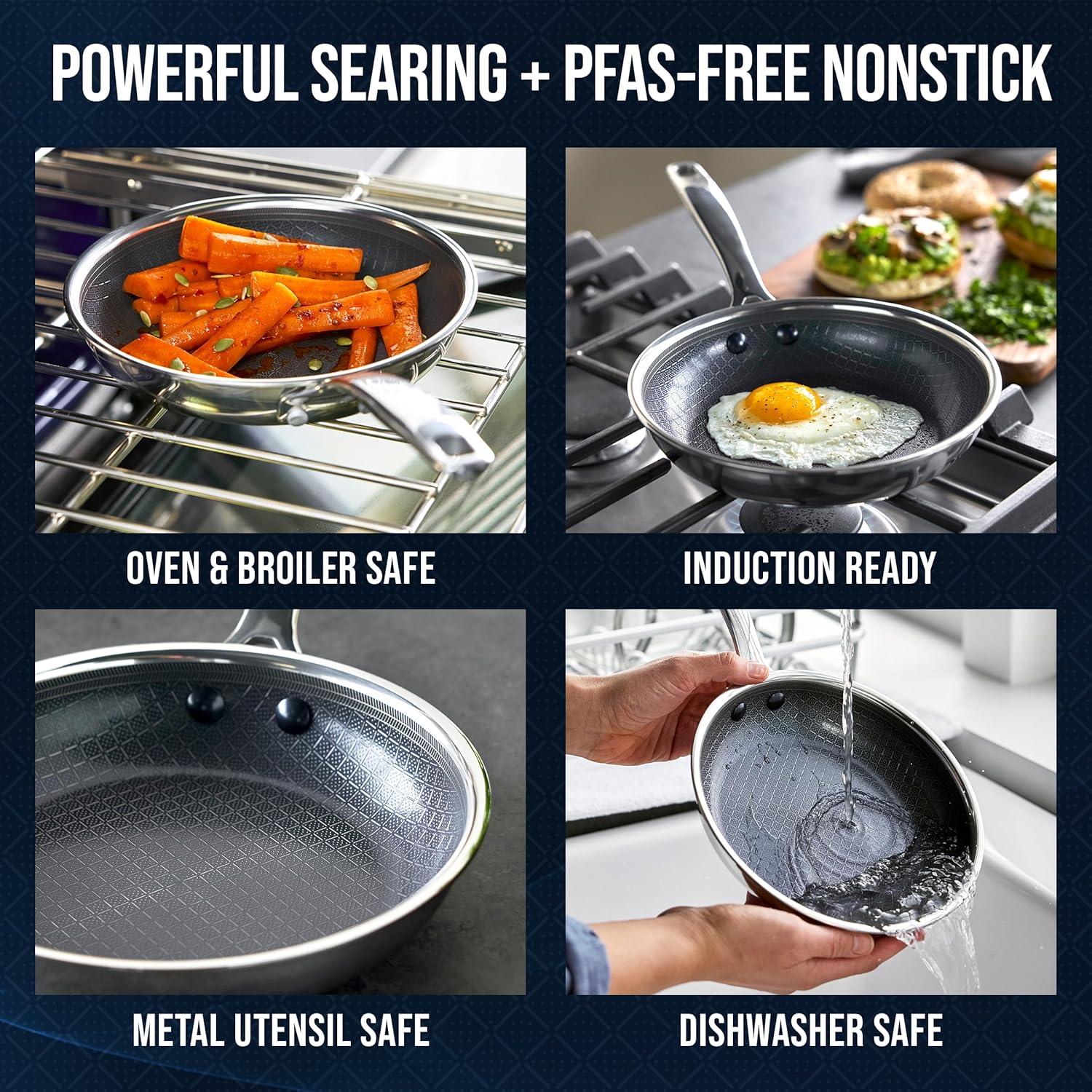 image:imageBlue Diamond Hybrid Nonstick Stainless Steel 8 amp 10 Frying Pan Skillet Set PFASFree Ceramic Diamond Bond Searing Egg amp Omelet Pan Dishwasher Safe StayCool Handle Induction Ready All Cooktops8 Frying Pan Skillet
